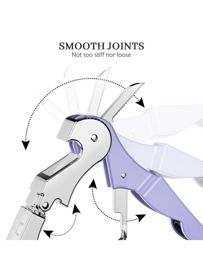 HYZ 2-Pack Wine Opener Waiter Corkscrew, Professional Wine Key for Servers, Bartender with Foil Cutter, Manual Wine Bottle Opener Double Hinged (Lavender) - Image 3