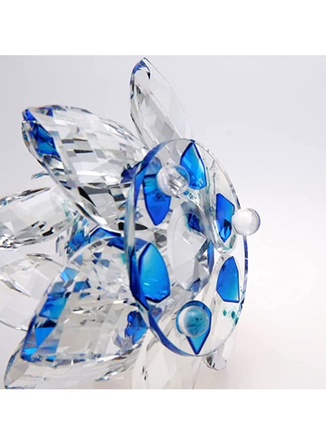 Julia Store Clear Crystal Lotus, Sparkle Crystal Flower, Hue Reflection, Glittering,Purity, Good Fortune,Wisdom,Feng Shui Ornaments,Home Decor,Party,Photography (5.5"/14cm, Blue)  - Image 5