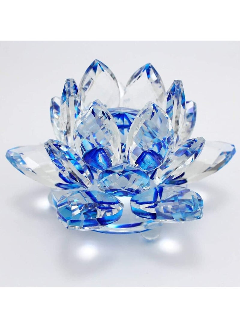 Julia Store Clear Crystal Lotus, Sparkle Crystal Flower, Hue Reflection, Glittering,Purity, Good Fortune,Wisdom,Feng Shui Ornaments,Home Decor,Party,Photography (5.5"/14cm, Blue)  - Image 4