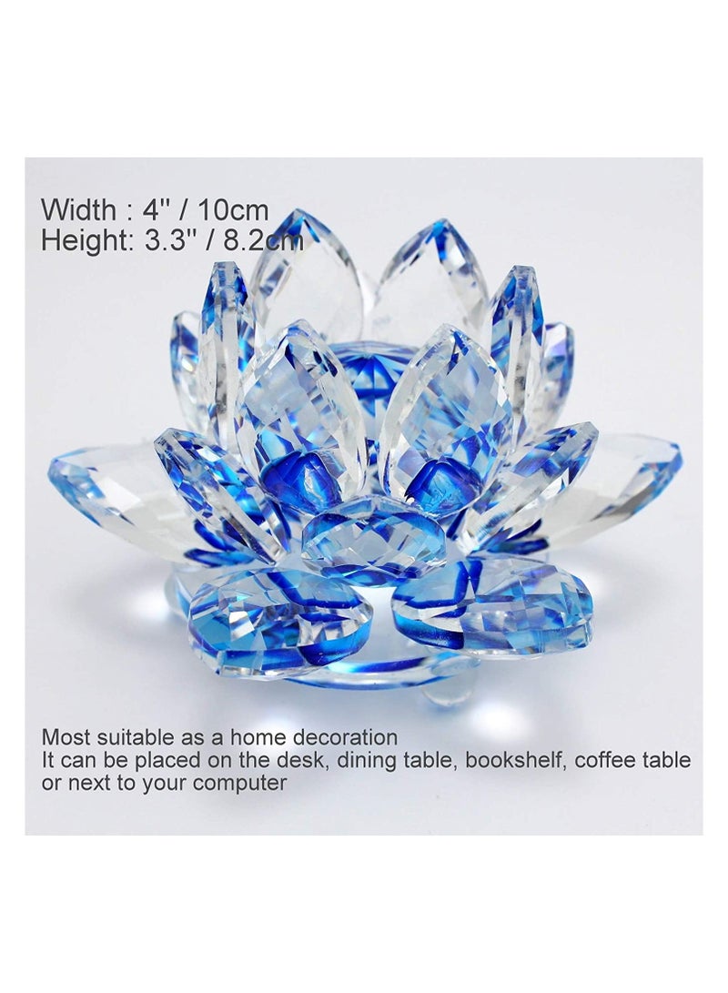 Julia Store Clear Crystal Lotus, Sparkle Crystal Flower, Hue Reflection, Glittering,Purity, Good Fortune,Wisdom,Feng Shui Ornaments,Home Decor,Party,Photography (5.5"/14cm, Blue)  - Image 3