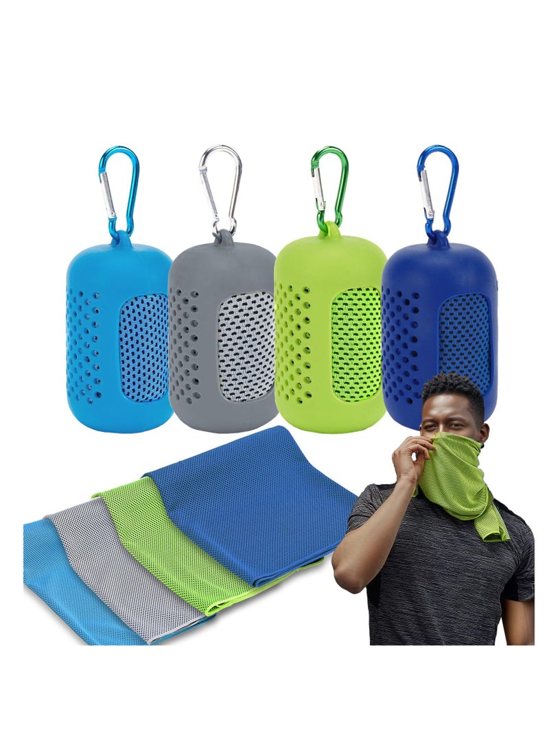 Generic 4 Pack Cooling Towels , Microfiber Chilly Towels Soft Breathable Gym Ice Towel for Workout, Yoga, Sport, Silicone Set Travel Sweat Towels Fast Drying Lightweight Cooling Neck Wraps  - Image 1