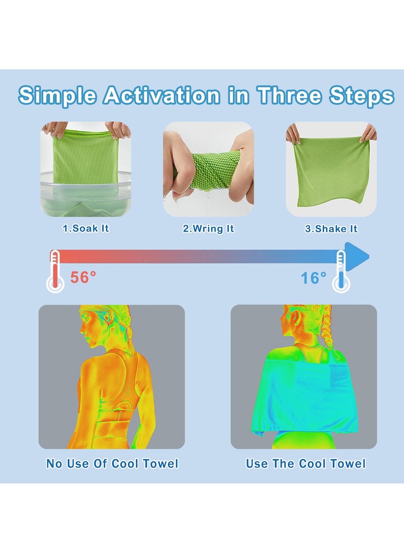 Generic 4 Pack Cooling Towels , Microfiber Chilly Towels Soft Breathable Gym Ice Towel for Workout, Yoga, Sport, Silicone Set Travel Sweat Towels Fast Drying Lightweight Cooling Neck Wraps  - Image 3