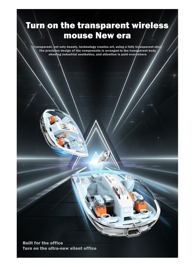 UNBLACK UNBLACK Wireless Mouse Crystal Transparent, Gaming Adjustable DPI, Triple 2.4G Mode Switching Bluetooth 2, Rechargeable digital display Silent Mouse for PC Laptops Mac iPhone Android - Grey  - Image 2