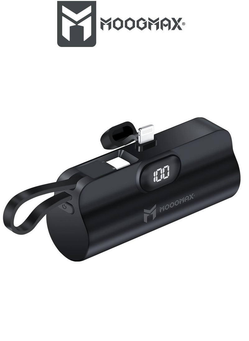 MOOGMAX - 2-in-1 Super Tiny Size Mini Power Bank 5000mAh and the size of a lipstick pen. powerbank light weight makes it easy to carry and use. power bank fast charging It has two ports lightning and a side Type-C port-supports fast charging - Image 1