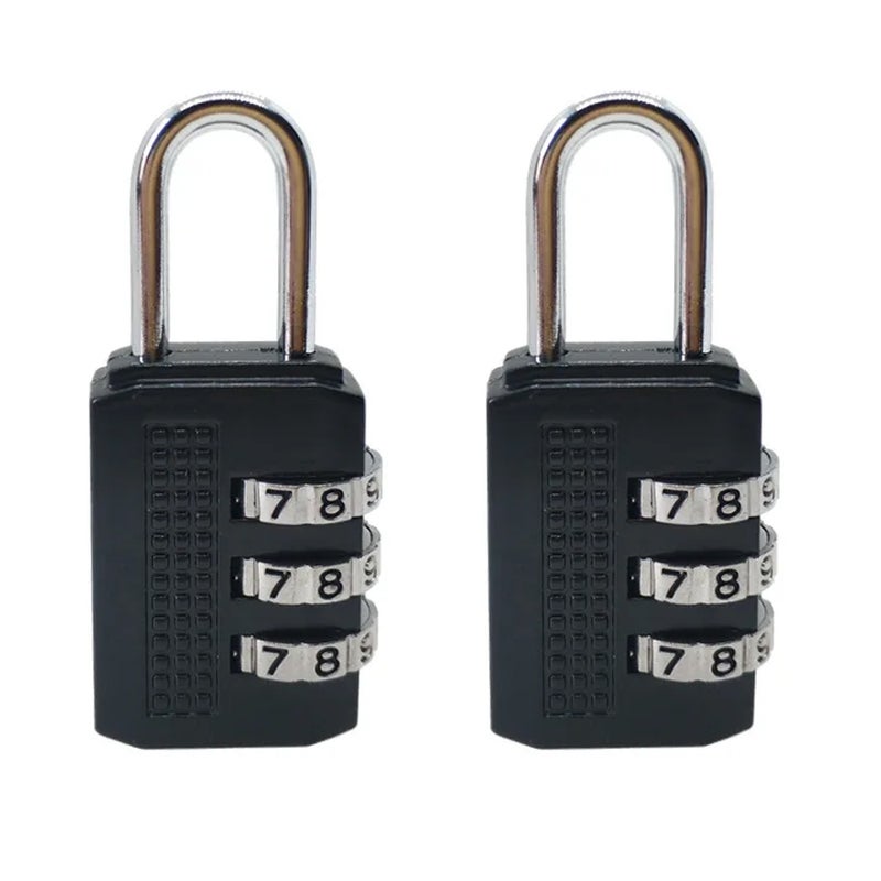 3 Digit Combination Password Lock Zinc Alloy Security Lock Suitcase Luggage Coded Lock Cabinet Locker Padlock,Black - Image 1