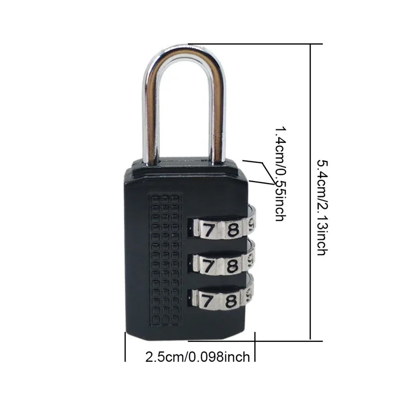 3 Digit Combination Password Lock Zinc Alloy Security Lock Suitcase Luggage Coded Lock Cabinet Locker Padlock,Black - Image 4