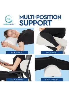 AllSett Health Allsett Health 2 Pack Xxl Half Moon Bolster Pillow For Legs Back And Head Semi Roll For Ankle And Foot Comfort With White Cotton Machine Washable Cover Premium Memory Foam 2 Pillow System  - Image 3