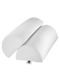 AllSett Health Allsett Health 2 Pack Xxl Half Moon Bolster Pillow For Legs Back And Head Semi Roll For Ankle And Foot Comfort With White Cotton Machine Washable Cover Premium Memory Foam 2 Pillow System  - Image 1