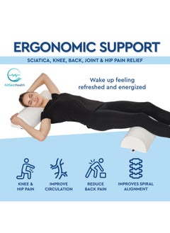 AllSett Health Allsett Health 2 Pack Xxl Half Moon Bolster Pillow For Legs Back And Head Semi Roll For Ankle And Foot Comfort With White Cotton Machine Washable Cover Premium Memory Foam 2 Pillow System  - Image 4