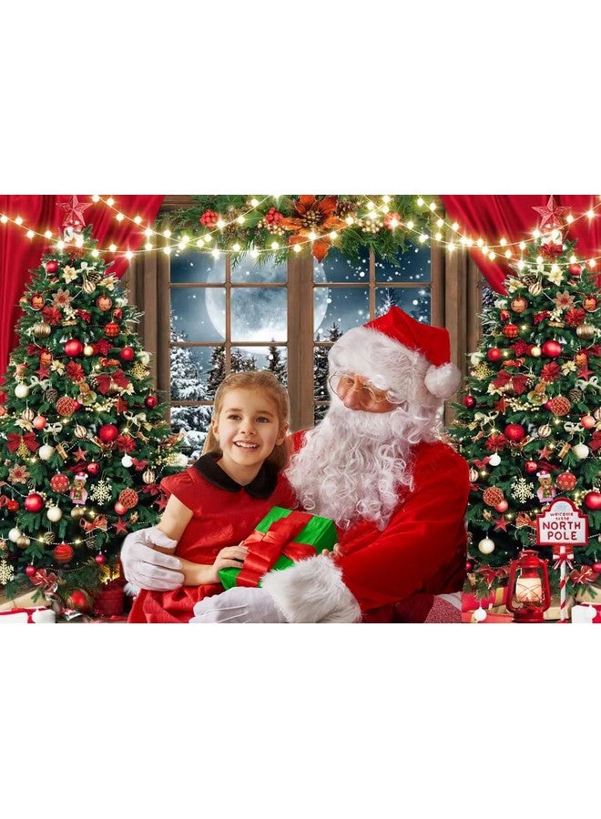 CYLYH 7X5Ft Christmas Backdrop Xmas Window Photography Backdrop Winter Dream Wonderland Snow Tree Red Curtain Christmas Festival Party Banner Backdrop - Image 3