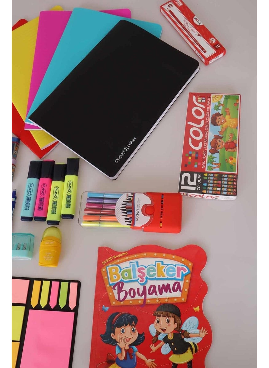 SPIDERMAN DEKOMUS WITH PIANO FULL + FULL PRIMARY SCHOOL SET 4-PIECE NOTEBOOK, PAINTING SET, NIPPLE PEN, ERASER, PEN Sharpener  - Image 4