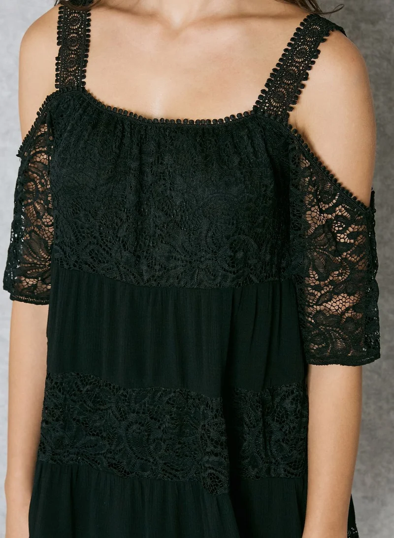 TOPSHOP Lace Cold Shoulder Dress