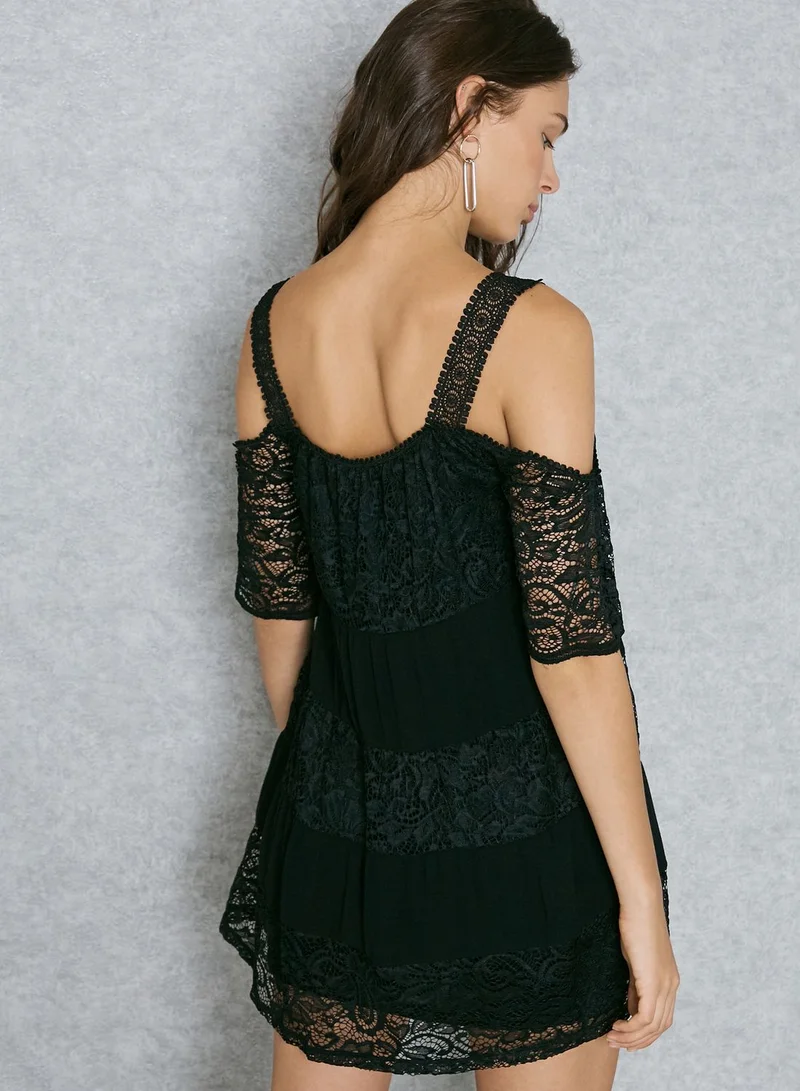 TOPSHOP Lace Cold Shoulder Dress