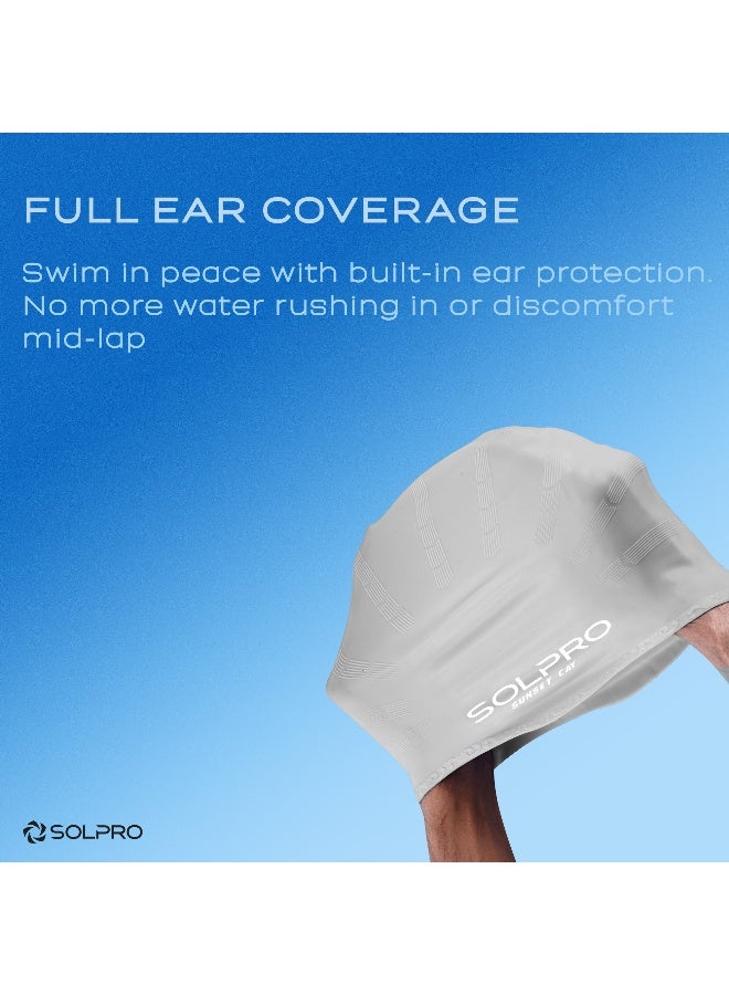 SOLPRO Sunset Cay Swimming Cap (Grey/White) - Image 5