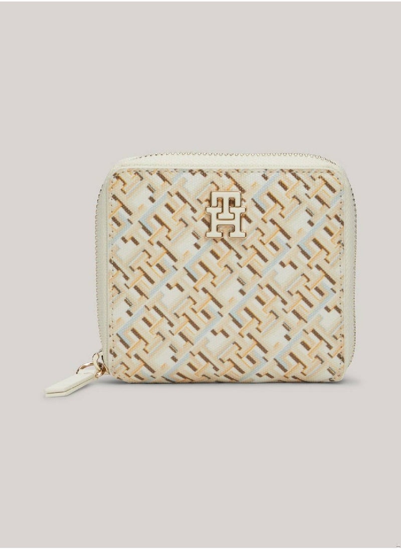 TOMMY HILFIGER - Women's Zip-Around Coin Wallet -  Pure cotton, Beige - Image 1