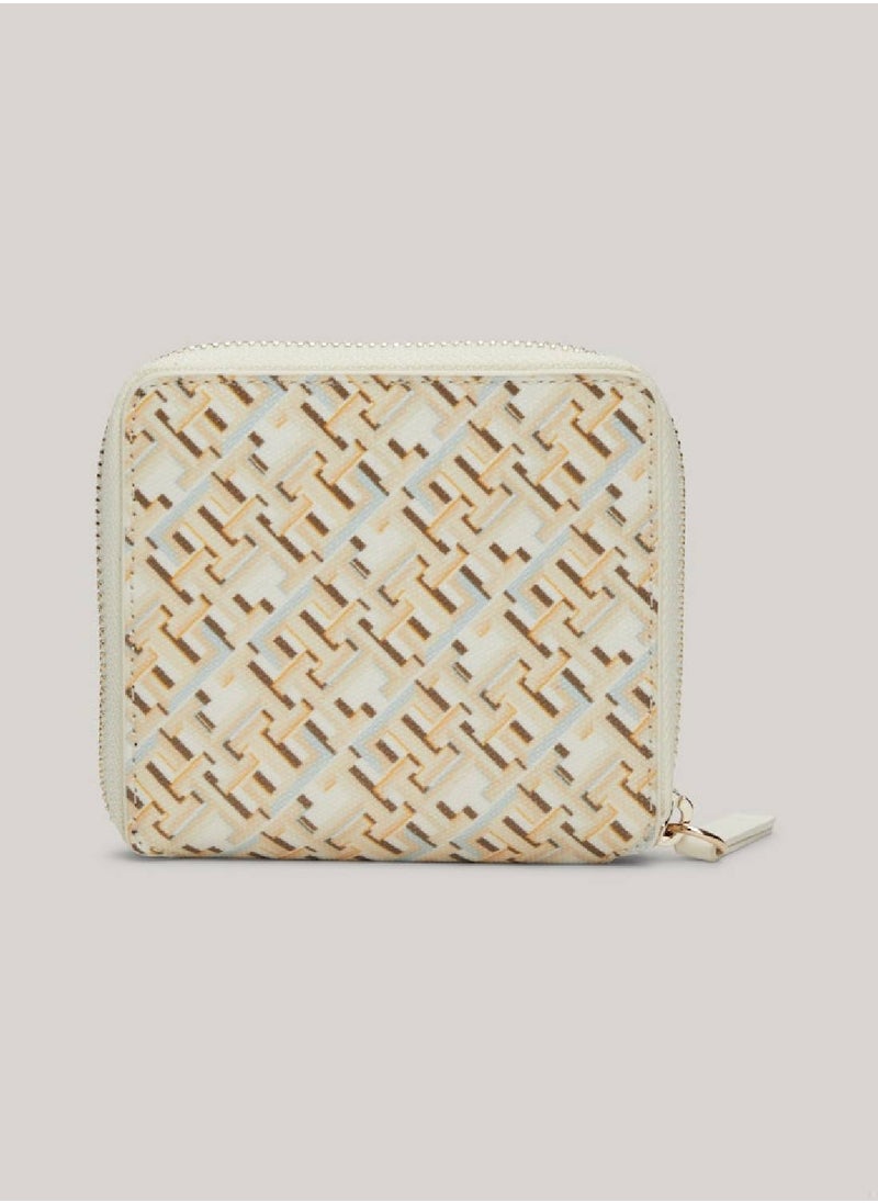 TOMMY HILFIGER - Women's Zip-Around Coin Wallet -  Pure cotton, Beige - Image 1