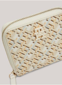 TOMMY HILFIGER Women's Zip-Around Coin Wallet -  Pure cotton, Beige  - Image 3