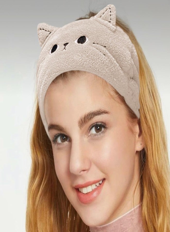 ForBaysy Face Wash Headband Cute Spa Hair Bands Makeup Headbands For Women Cartoon Coral Fleece Elastic Headband Hairband for Washing Face Shower Skincare - Image 4