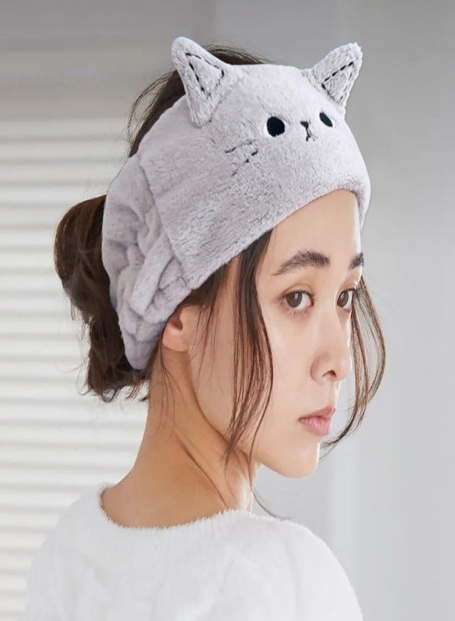 ForBaysy Face Wash Headband Cute Spa Hair Bands Makeup Headbands For Women Cartoon Coral Fleece Elastic Headband Hairband for Washing Face Shower Skincare - Image 2