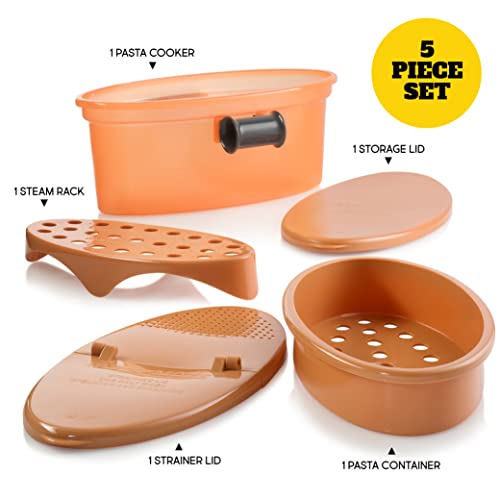 Emson Pasta N More Microwave Cooker with Strainer, All in 1 Microwave Pasta Cooker, Microwave Rice Cooker and Microwave Egg Cooker for Quick Cooking, Nonstick, Dishwasher Safe - Image 2