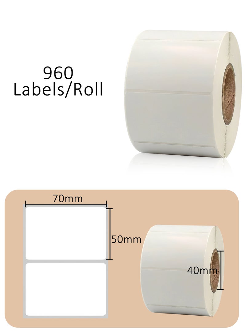 Generic Coated Paper Label, Self-Adhesive Two-Line Barcode Stickers, Compatible with Printer Ribbon (70mm*50mm 960 Labels/Rol) - Image 2