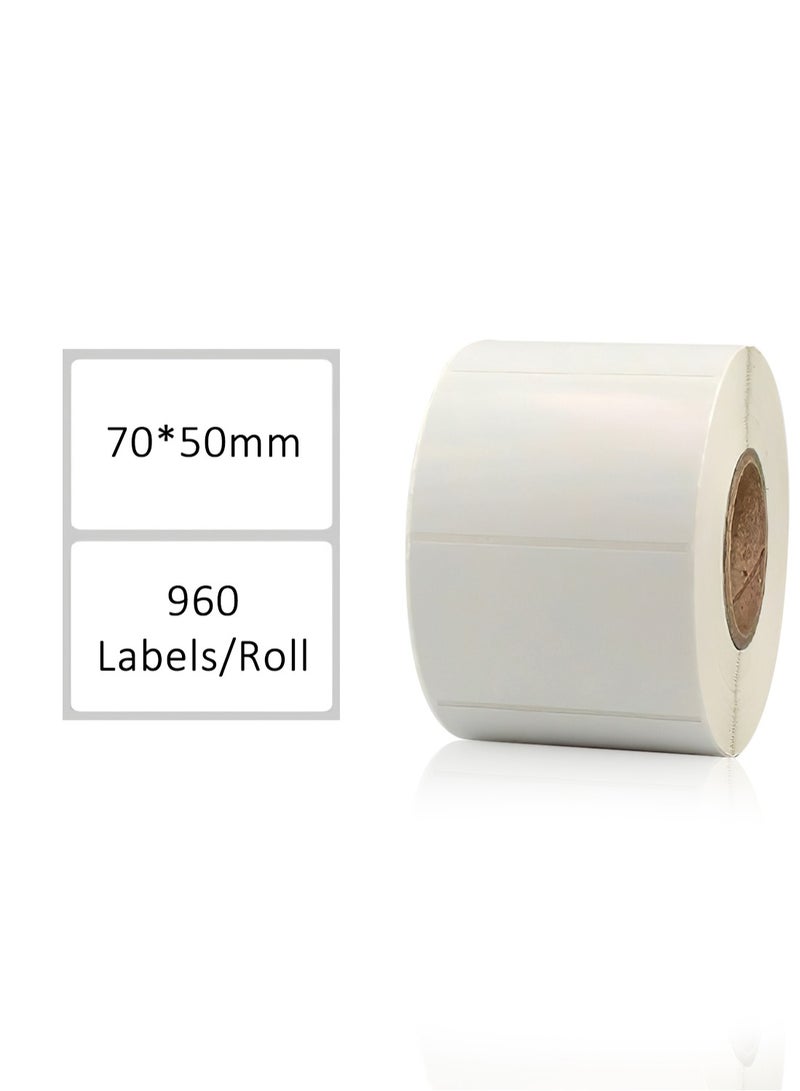 Generic Coated Paper Label, Self-Adhesive Two-Line Barcode Stickers, Compatible with Printer Ribbon (70mm*50mm 960 Labels/Rol) - Image 1