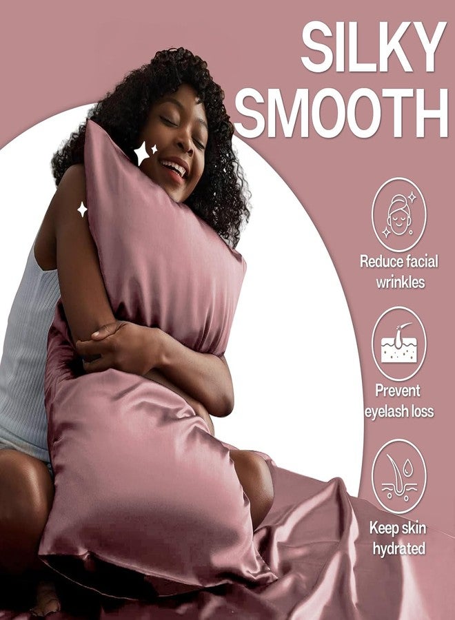 Craftelio Satin Cushion Covers Set of 2 with 3 Free Random Color Hair Scrunchies – Soft, Smooth, Envelope-Style & Elegant Pillow Cases (Rose Taupe) - Image 2