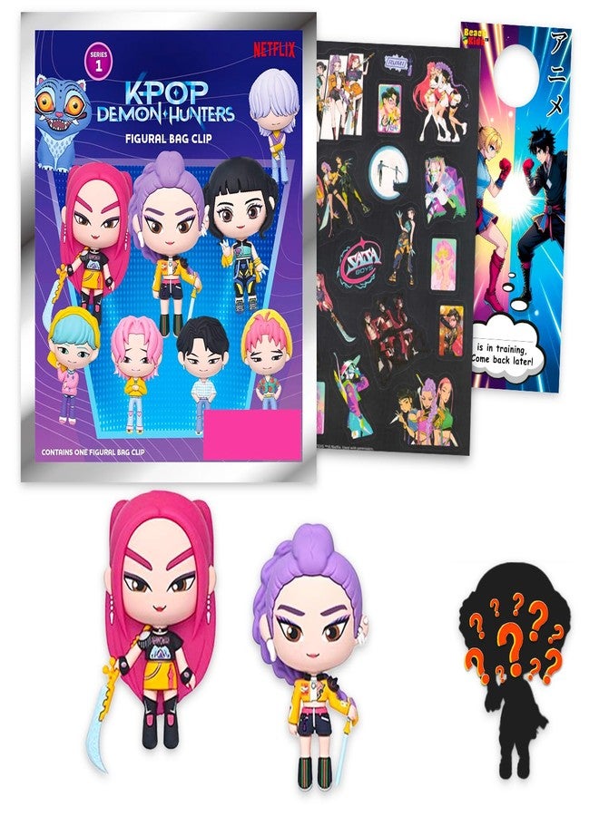Netflix Kpop Demon Hunters Blind Bag Set – Bundle with Figural Bag Clip Feturing Huntrix and Saja Boys Plus Stickers, More | Kpop Demon Hunters Mystery Figure for Kids, Boys, Girls - Image 1