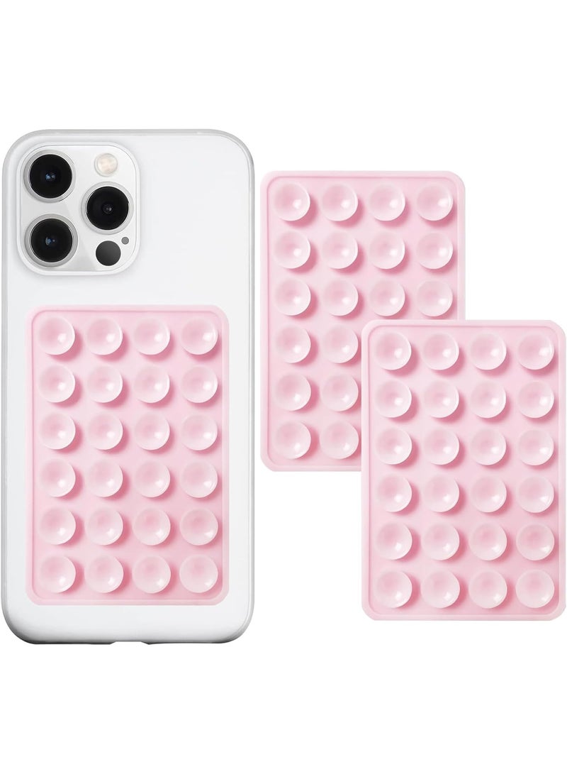 2 Pack Silicone Suction Phone Case Mount, Silicon Adhesive Suction Cup Phone Mount, Non Slip Sticky Phone Grip for CellPhone, Strong Grip Holder for Selfies and Videos, Light Pink - Image 1