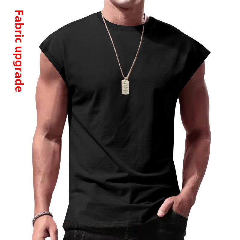 Cross-Border Men''s Summer New Sleeveless Vest Men''s Loose Casual Pure Color Thin Waistcoat T-Shirt Vest - Image 5