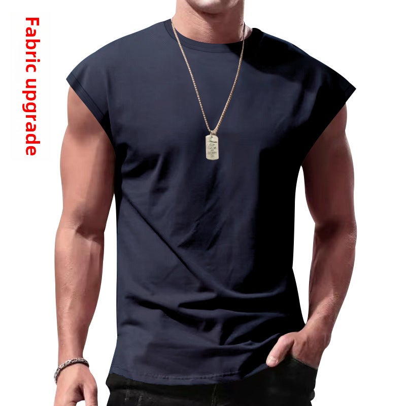 Cross-Border Men''s Summer New Sleeveless Vest Men''s Loose Casual Pure Color Thin Waistcoat T-Shirt Vest - Image 3