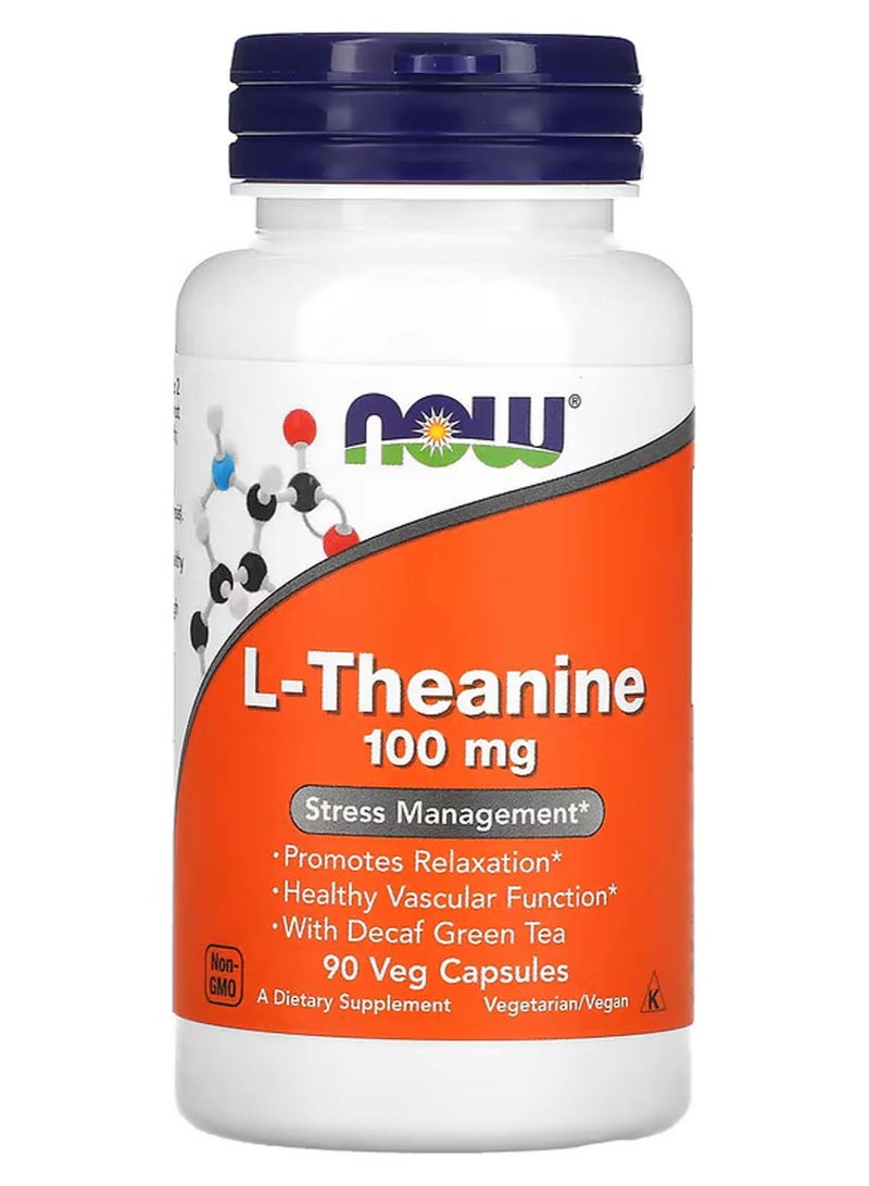 now L-Theanine, 100 mg, 90 Veg Capsules - Image 1