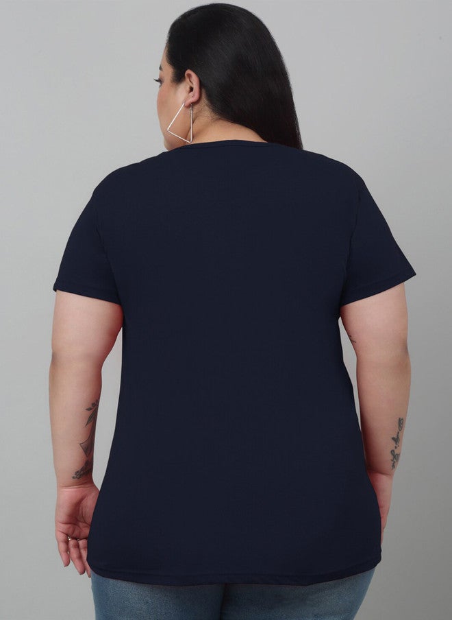 Trend Level Plus Size Typography Printed Drop-Shoulder Sleeves T-shirt - Image 4