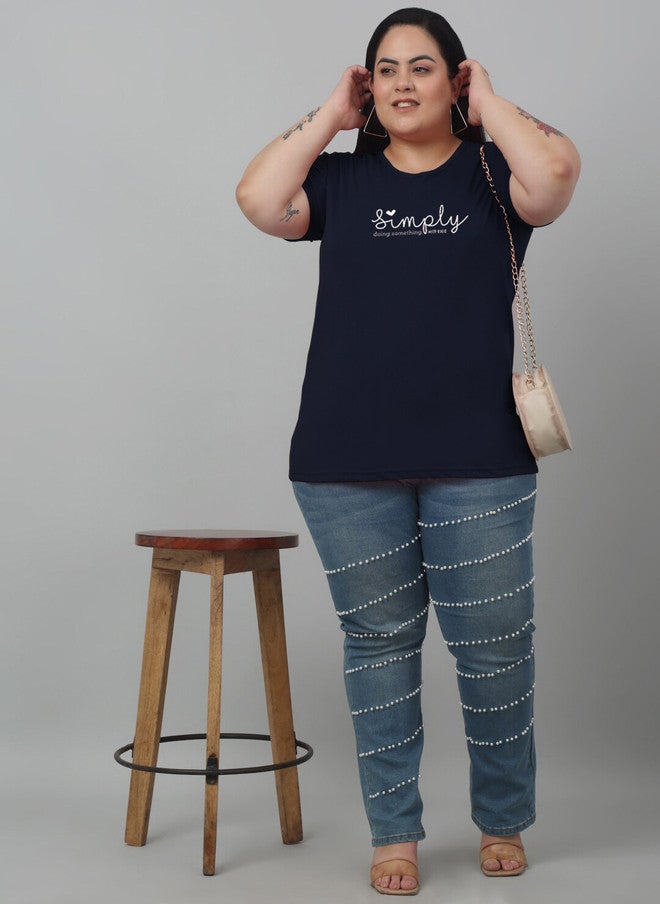 Trend Level Plus Size Typography Printed Drop-Shoulder Sleeves T-shirt - Image 5