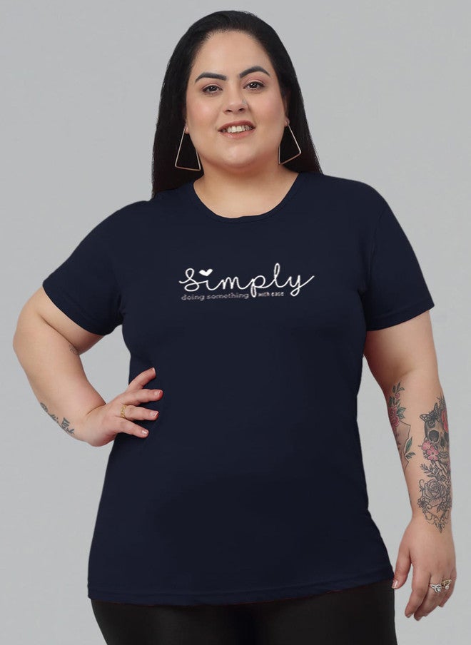 Trend Level Plus Size Typography Printed Drop-Shoulder Sleeves T-shirt - Image 1