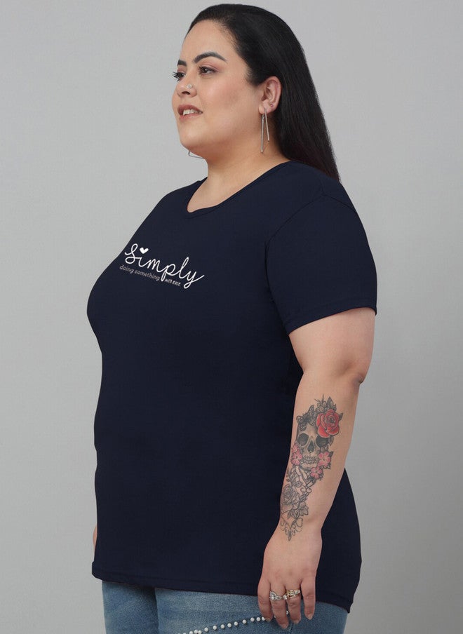 Trend Level Plus Size Typography Printed Drop-Shoulder Sleeves T-shirt - Image 3