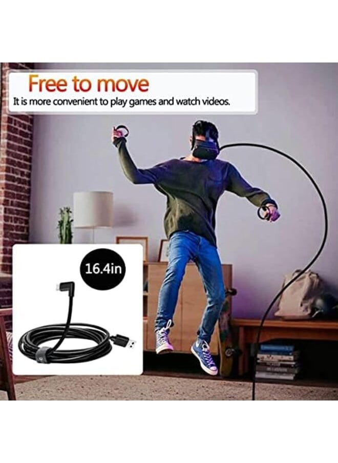 كابل ربط بطول 16 قدم متوافق مع كابل سماعة الرأس Quest 2 USB إلى النوع C Vr لنقل البيانات بسرعة عالية لكابل شحن الكمبيوتر الشخصي Vr وSteamvr لأجهزة Xbox Series XS وXbox 360؟Oculus Quest 2
