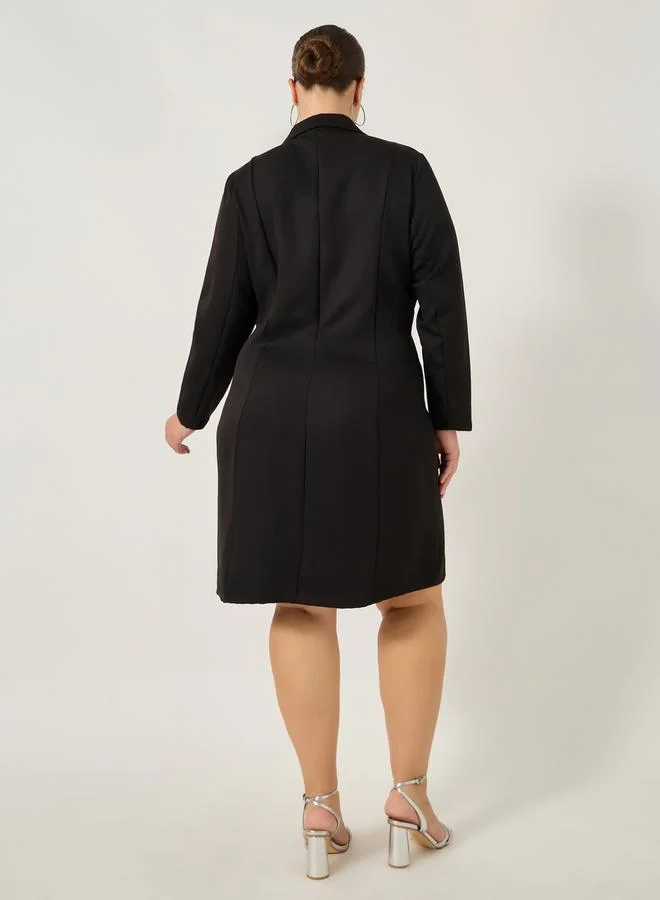 ستايلي Plus Size Embellished Long Sleeves Blazer Mini Dress