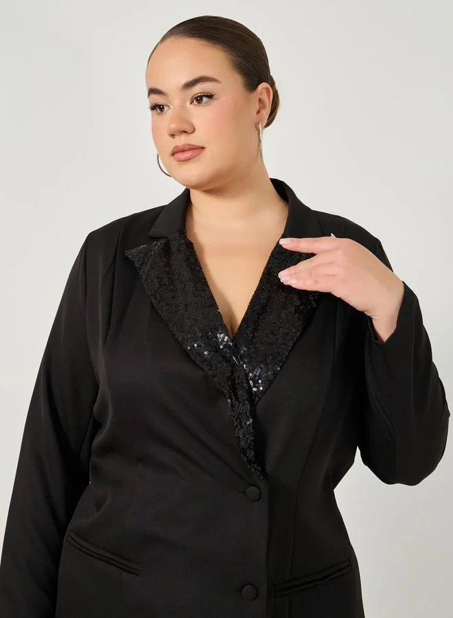 ستايلي Plus Size Embellished Long Sleeves Blazer Mini Dress