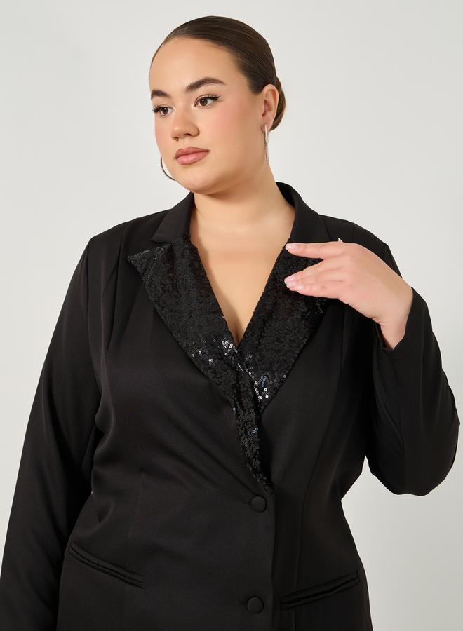 Styli Plus Size Embellished Long Sleeves Blazer Mini Dress  - Image 4