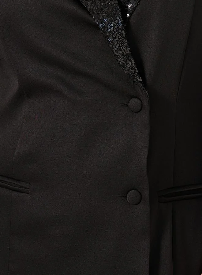 ستايلي Plus Size Embellished Long Sleeves Blazer Mini Dress