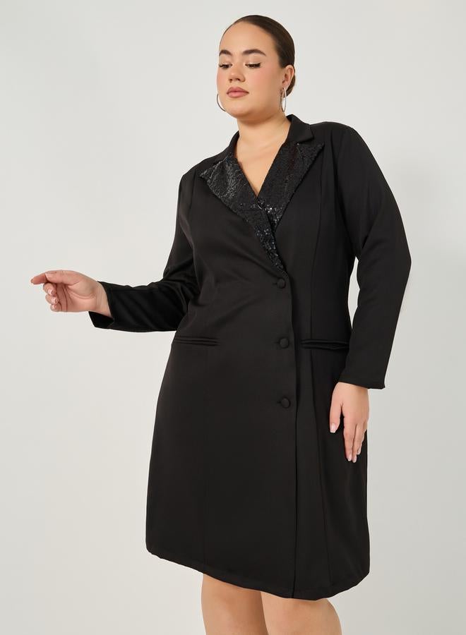 Styli Plus Size Embellished Long Sleeves Blazer Mini Dress  - Image 3