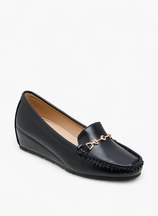 Le Confort Metal Accent Wedge Heel Loafers