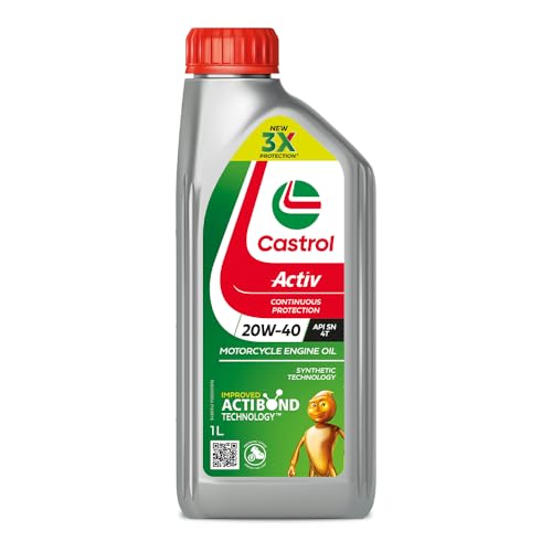 Castrol Activ 20W-40 4T Engine Oil for Bikes with Synthetic Technology (1L) |3X Protection with Actibond Technology | Engine Protection for Bikes | API SN and JASO MA2 - Image 1