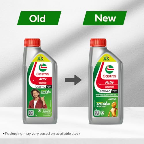 Castrol Activ 20W-40 4T Engine Oil for Bikes with Synthetic Technology (1L) |3X Protection with Actibond Technology | Engine Protection for Bikes | API SN and JASO MA2 - Image 2