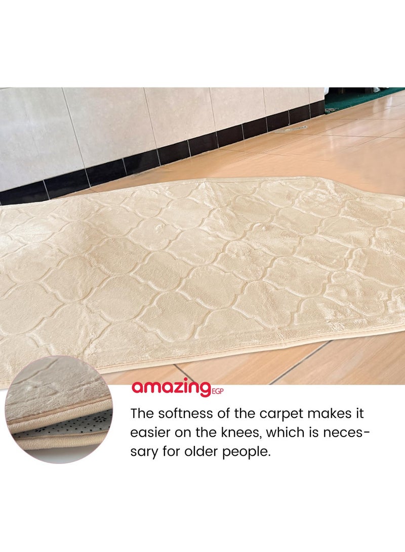amazing.EGP Islamic Prayer Rug for Islamic Prayer, Great Ramadan Gift for Muslim Men and Women, Portable Prayer Rug, Turkish Prayer Rug, Large Thick Quilted Prayer Rug Islamic Prayer Rug Velvet Rug  - Image 3