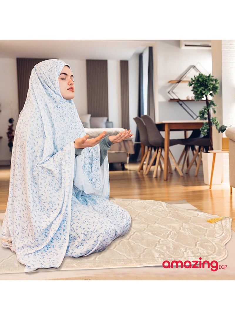 amazing.EGP Islamic Prayer Rug for Islamic Prayer, Great Ramadan Gift for Muslim Men and Women, Portable Prayer Rug, Turkish Prayer Rug, Large Thick Quilted Prayer Rug Islamic Prayer Rug Velvet Rug  - Image 2