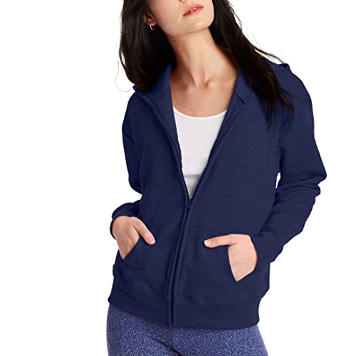 Hanes womens Ecosmart Full-zip Hoodie Sweatshirt Warm Up or Track Jacket, Navy, XX-Large US - Image 1