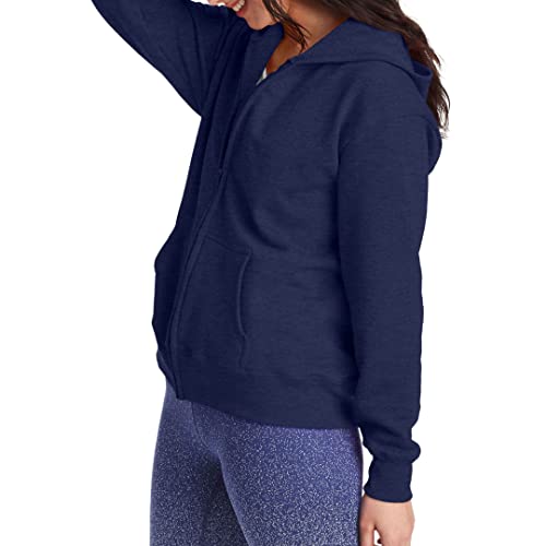 Hanes womens Ecosmart Full-zip Hoodie Sweatshirt Warm Up or Track Jacket, Navy, XX-Large US - Image 4