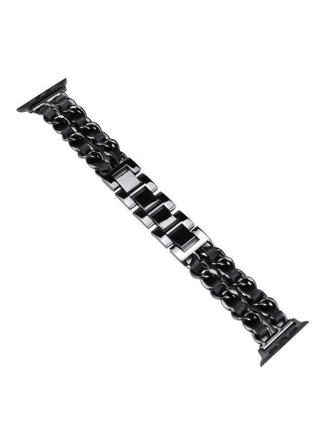 Denim Chain Stitching Watchband For Apple Black - Image 2